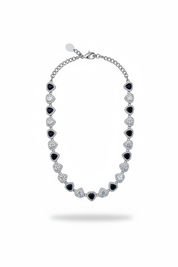 Collana Cuori Nero Bianco Argento