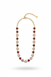Collana Cuori Rosso Rosa Oro