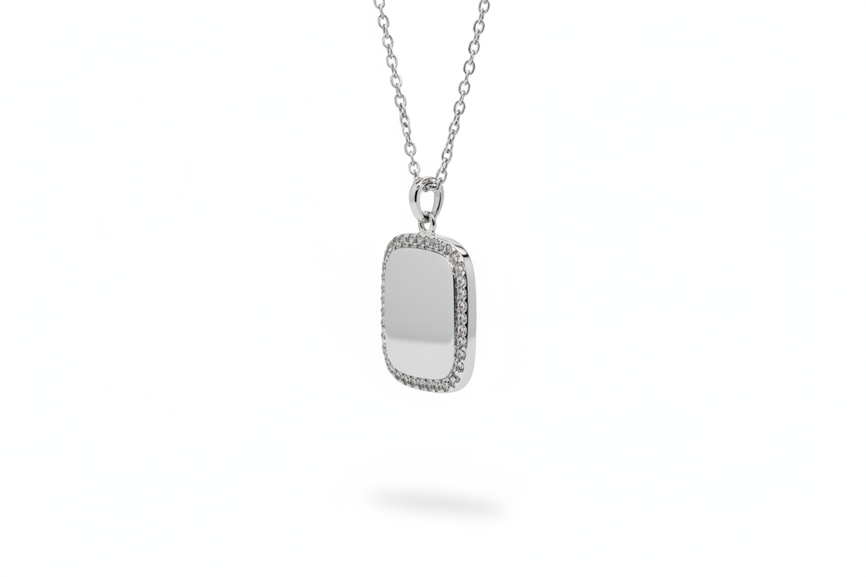 Collana cushion argento - vista laterale