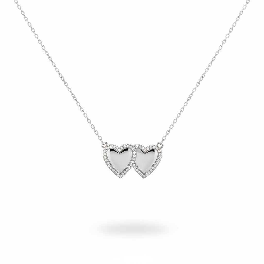 Collana doppio cuore argento