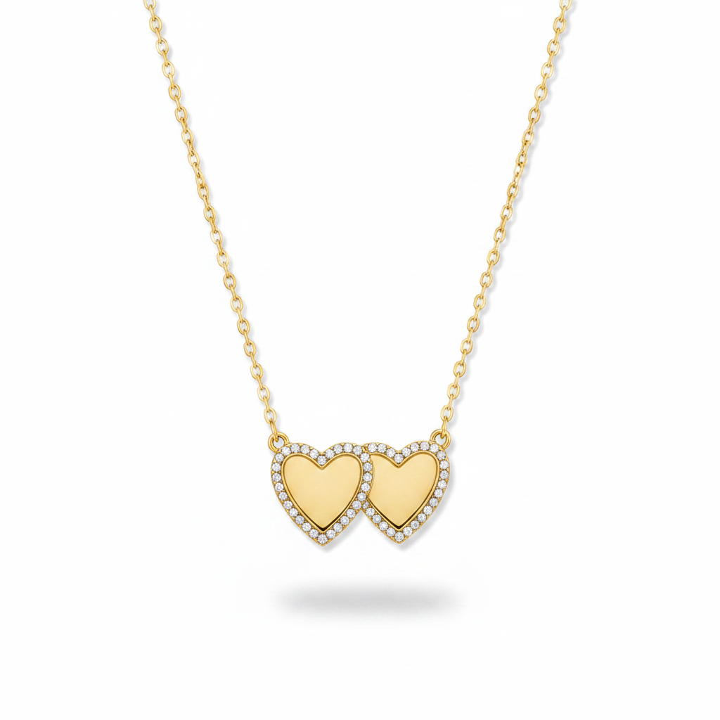Collana doppio cuore oro