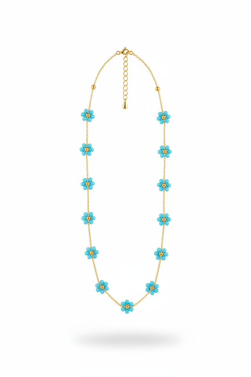 Collana fiori azzurri - floating verticale