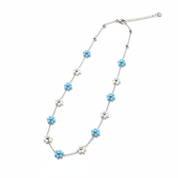 Collana fiori celeste-bianco alternati - quadrata