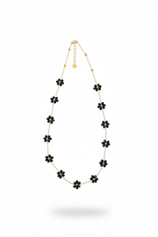 Collana fiori cristallo neri - floating verticale