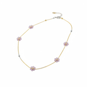 Collana fiori lilla - catena argento sfondo bianco