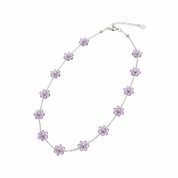 Collana fiori lilla cristallo - floating quadrata