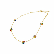 Collana fiori multicolor - catena oro sfondo bianco