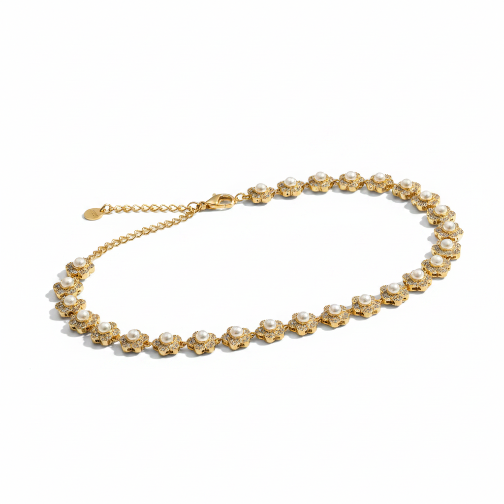 Collana Fiori Perla Oro