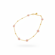 Collana fiori rosa - tutto oro