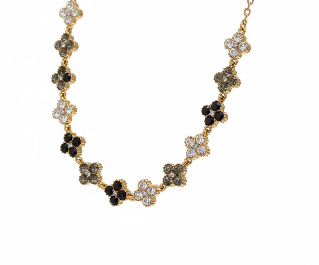 Collana grigio nero bianco oro - floating