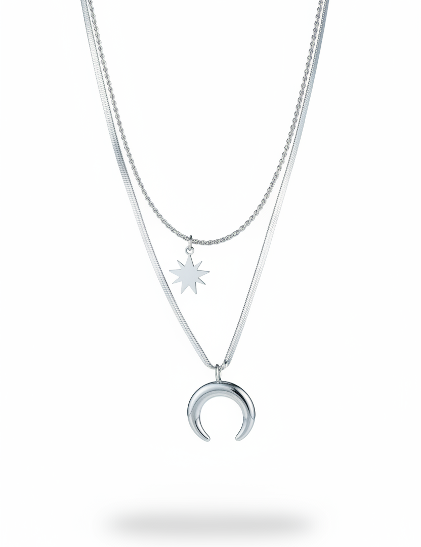 Collana luna stella argento