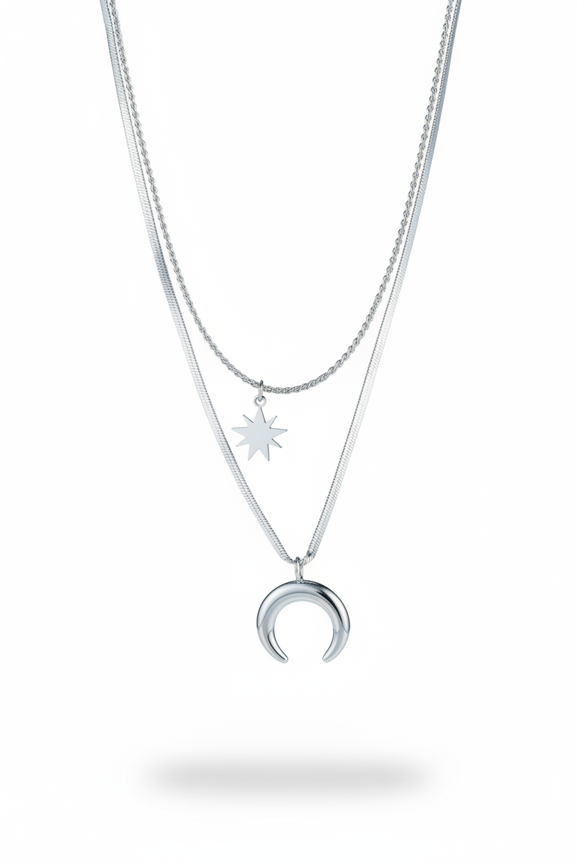 Collana luna stella argento