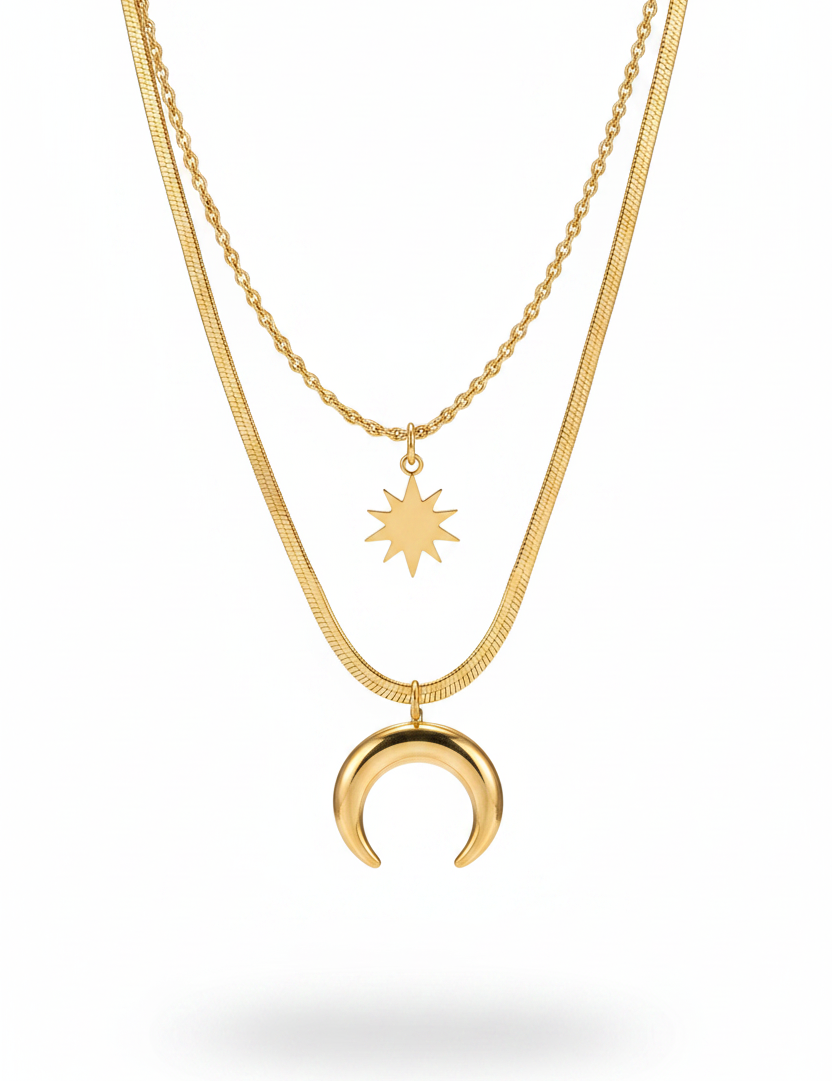 Collana luna stella oro