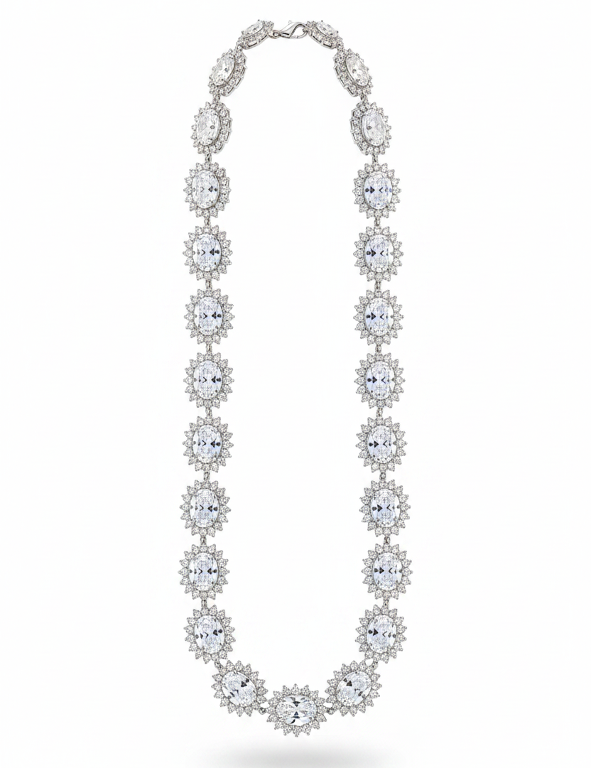 Collana Lunga Sunburst Argento