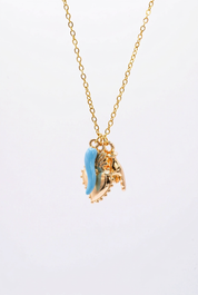 Collana oro con cornetto azzurro