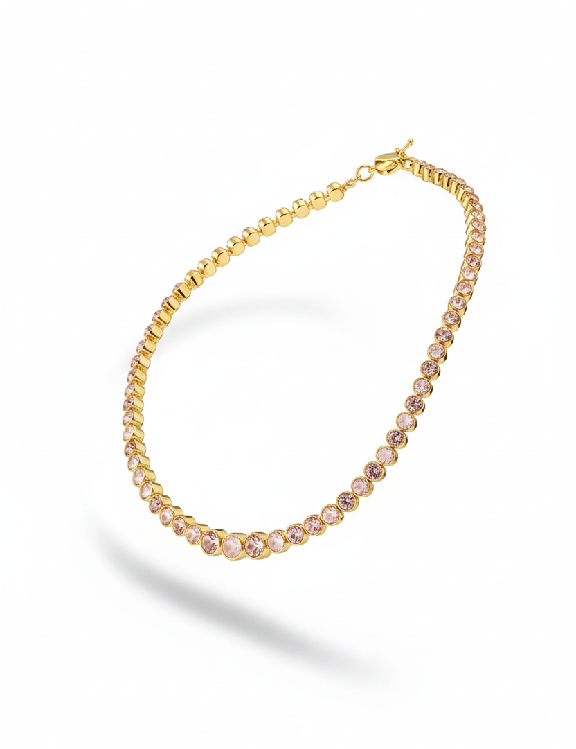 Collana oro rosa tenue lucida