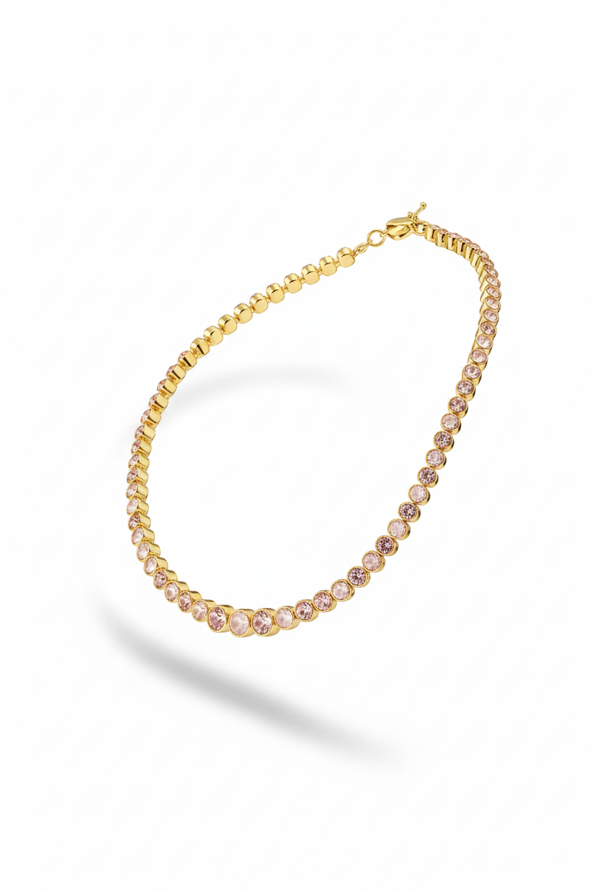 Collana oro rosa tenue lucida