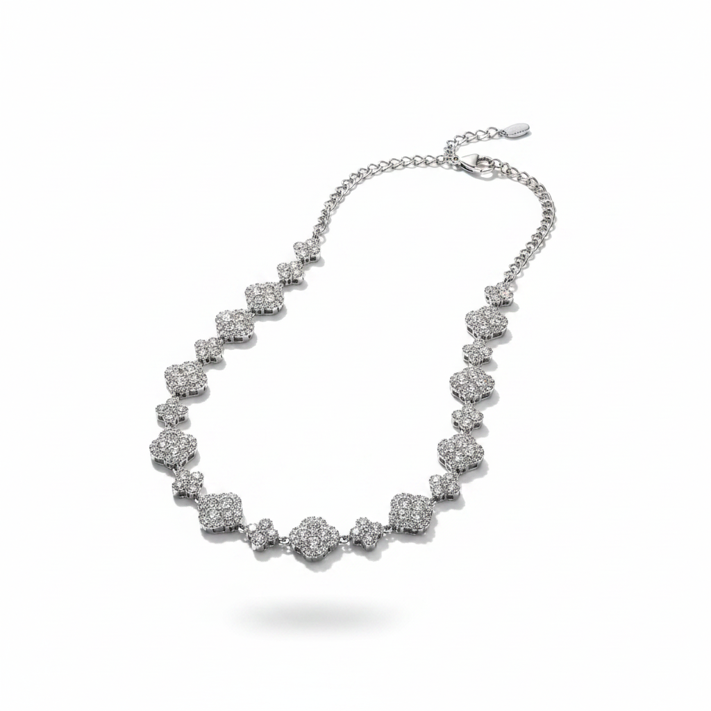 Collana Pavé Cristalli Argento