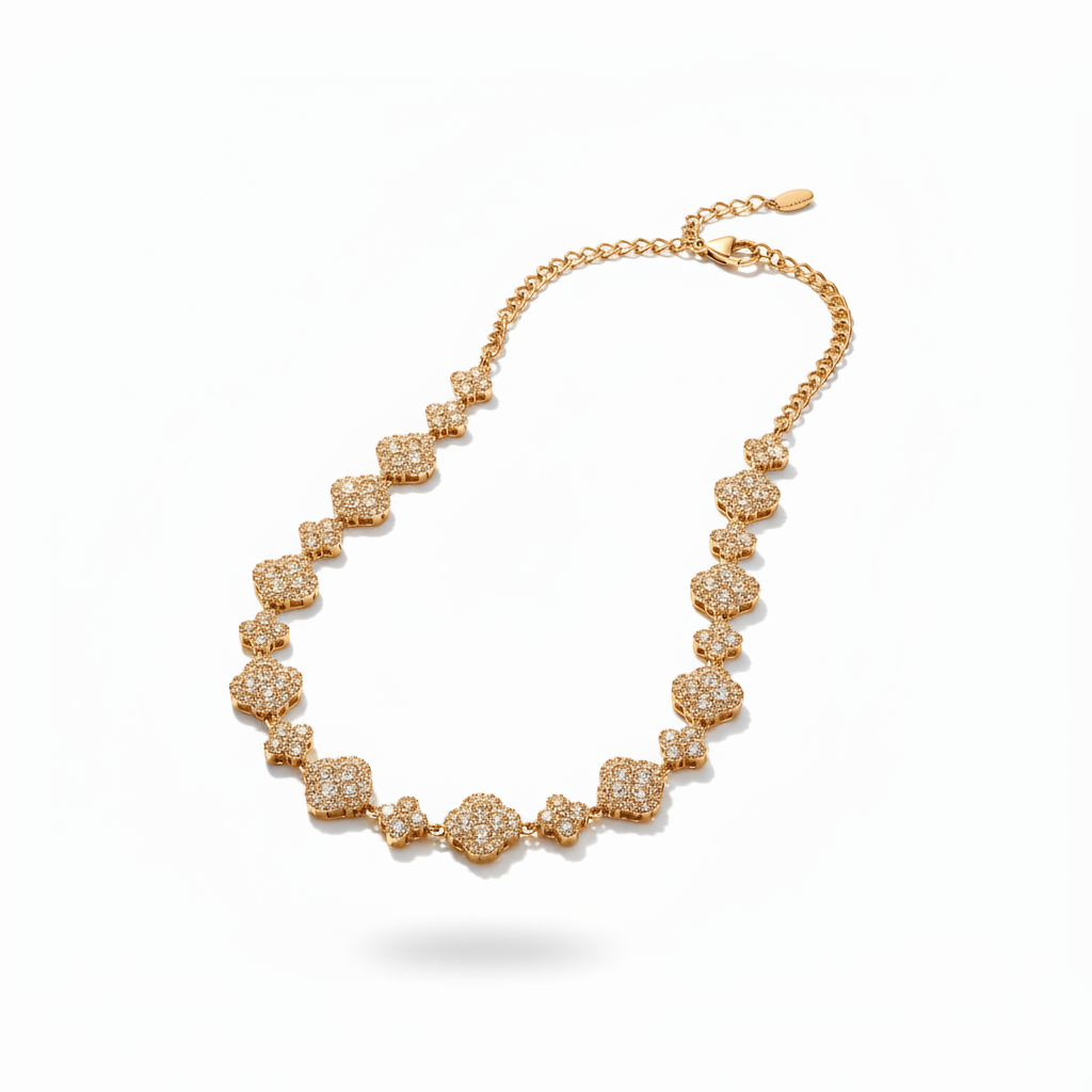 Collana Pavé Cristalli Oro