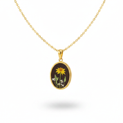 Collana pendente ovale oro - fiori botanici