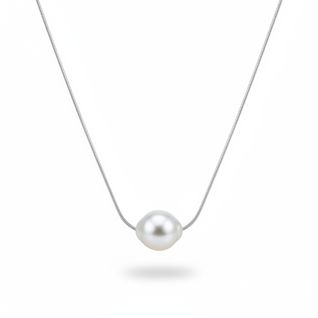 Collana perla snake argento