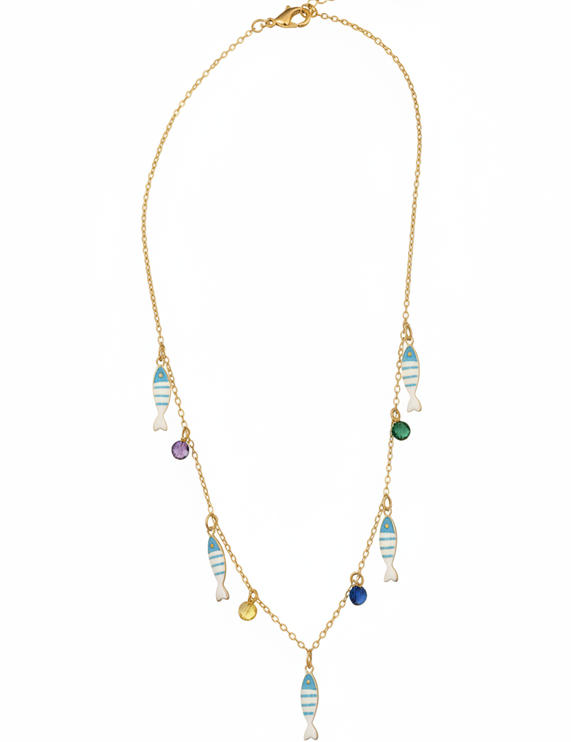 Collana pesciolini azzurri oro – campo largo