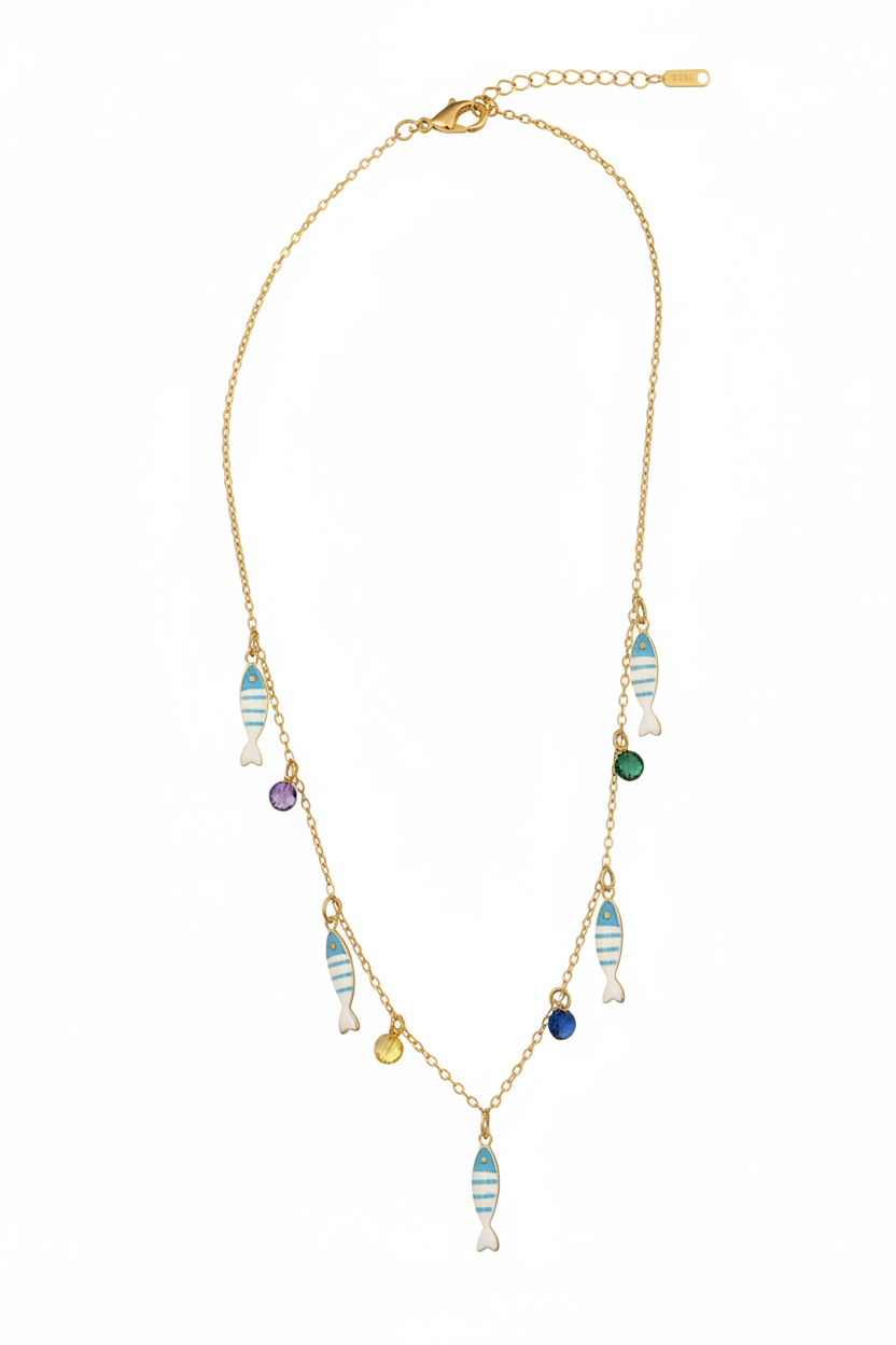Collana pesciolini azzurri oro – campo largo