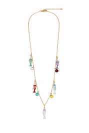 Collana pesciolini multicolore oro – fondo bianco