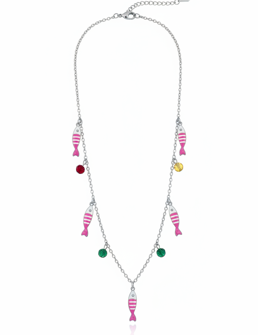 Collana pesciolini rosa argento – fondo bianco