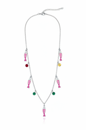 Collana pesciolini rosa argento – fondo bianco