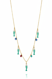 Collana pesciolini turchese oro – fondo bianco