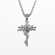 Collana rosa e spada argento - frontale