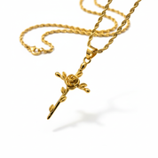 Collana rosa e spada oro - fluttuante