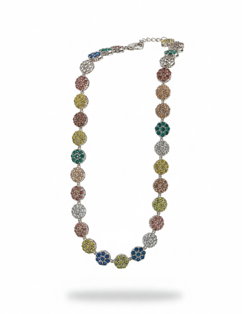 Collana Rosetta Multicolor Argento