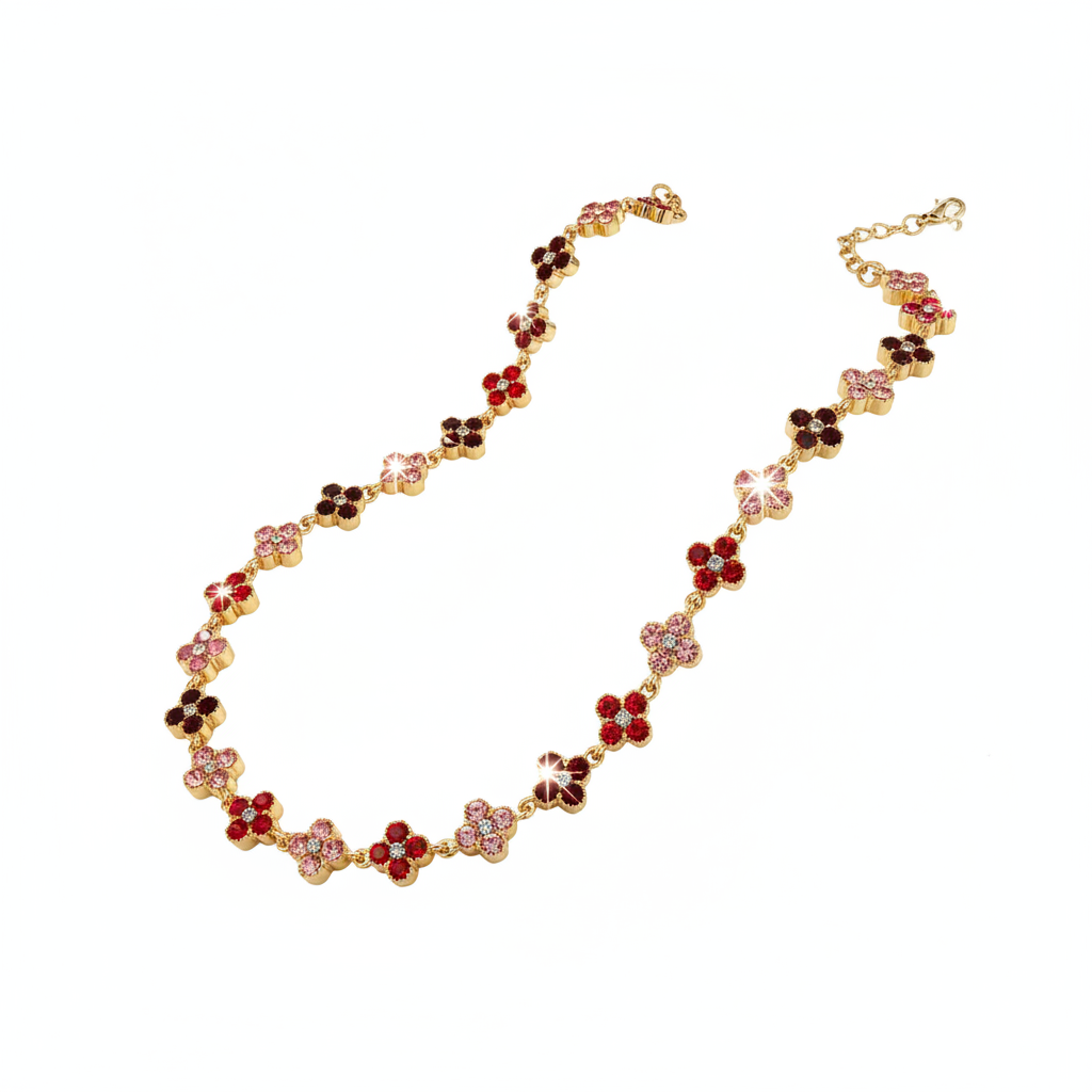 Collana rosso rosa oro - floating