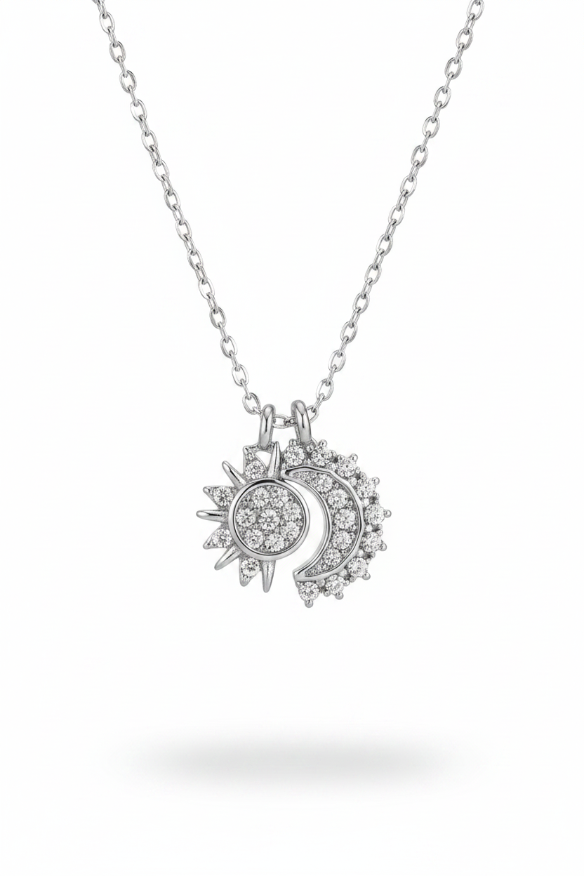 Collana sole luna argento