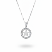 Collana stella cerchio pavé argento