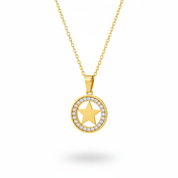 Collana stella cerchio pavé oro