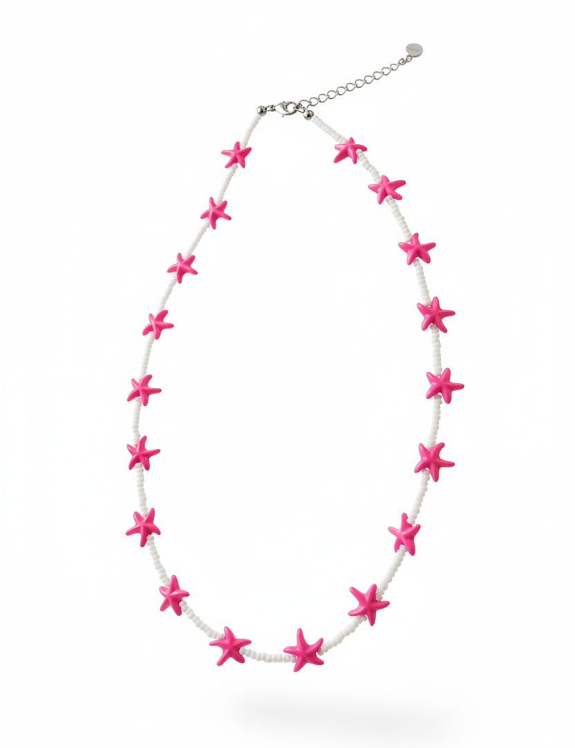 Collana stelle marine rosa - posa diagonale