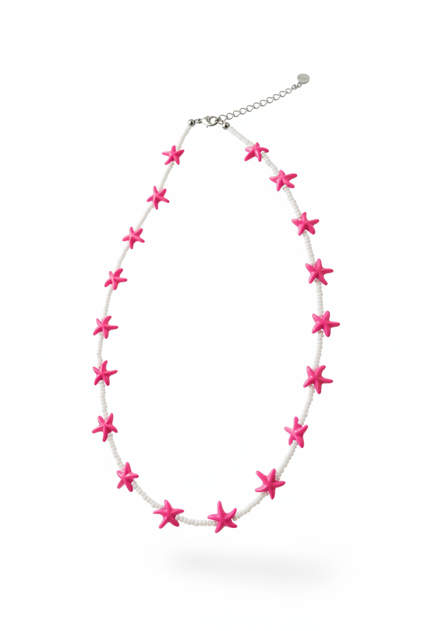 Collana stelle marine rosa - posa diagonale