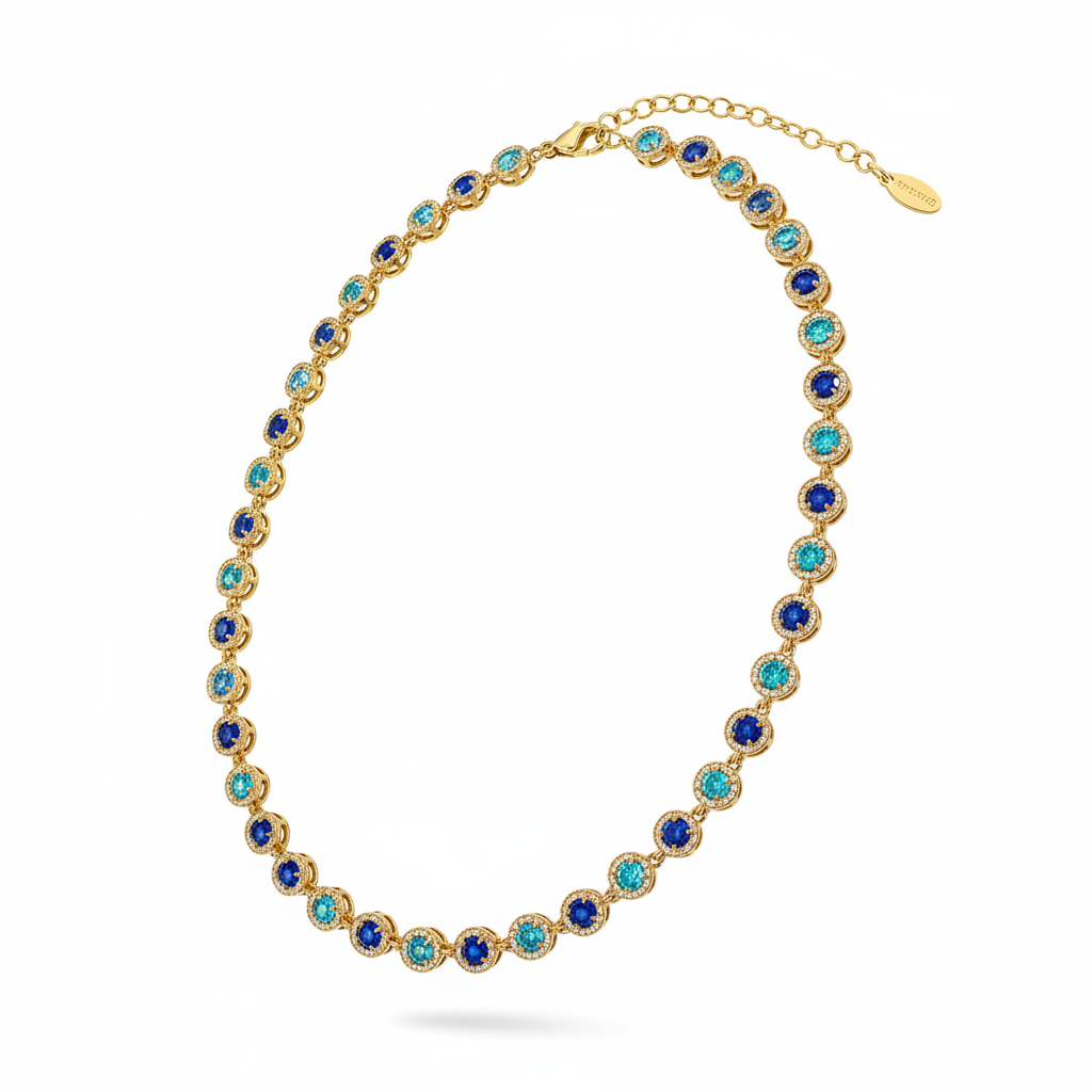 Collana tennis blu - oro