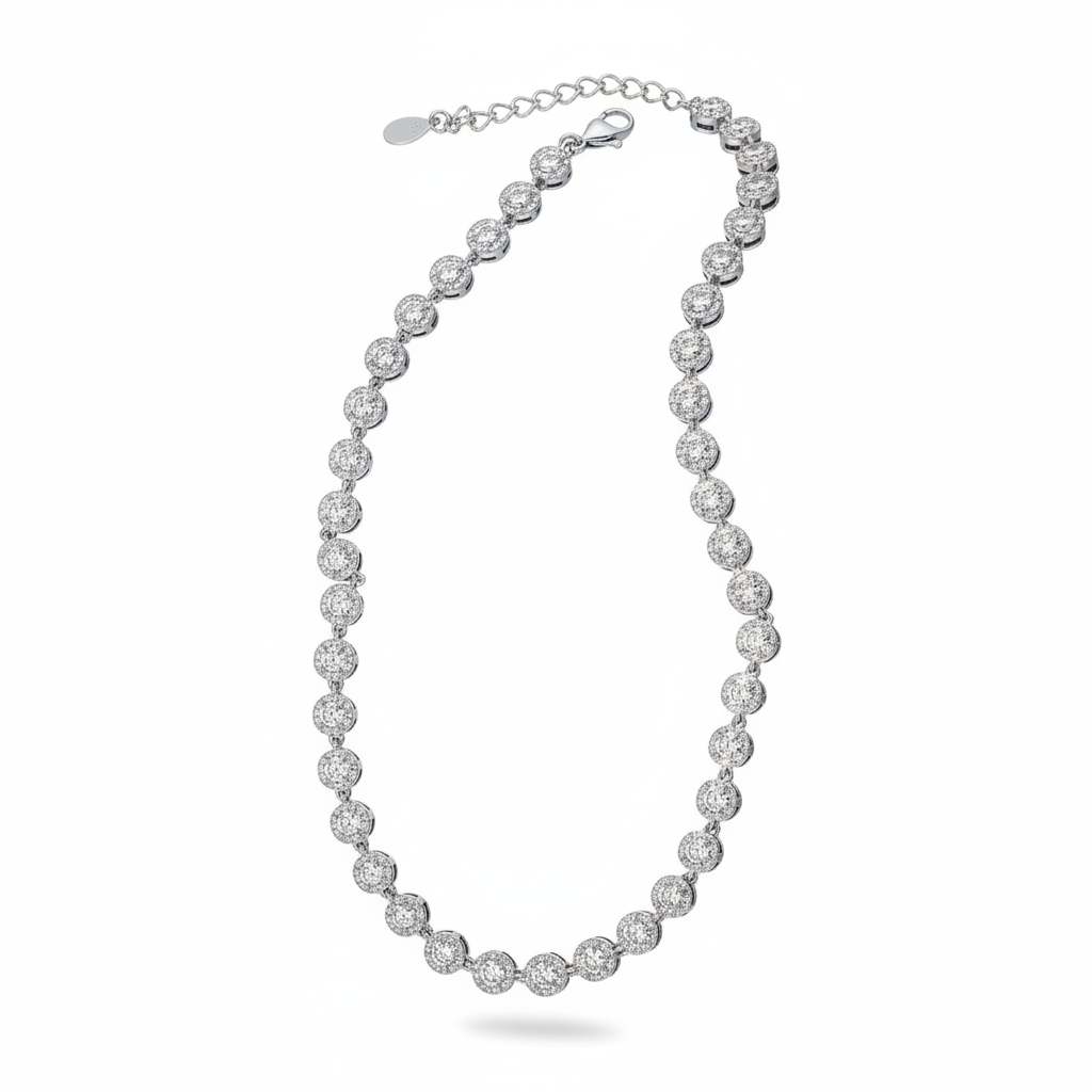 Collana tennis diamanti - argento