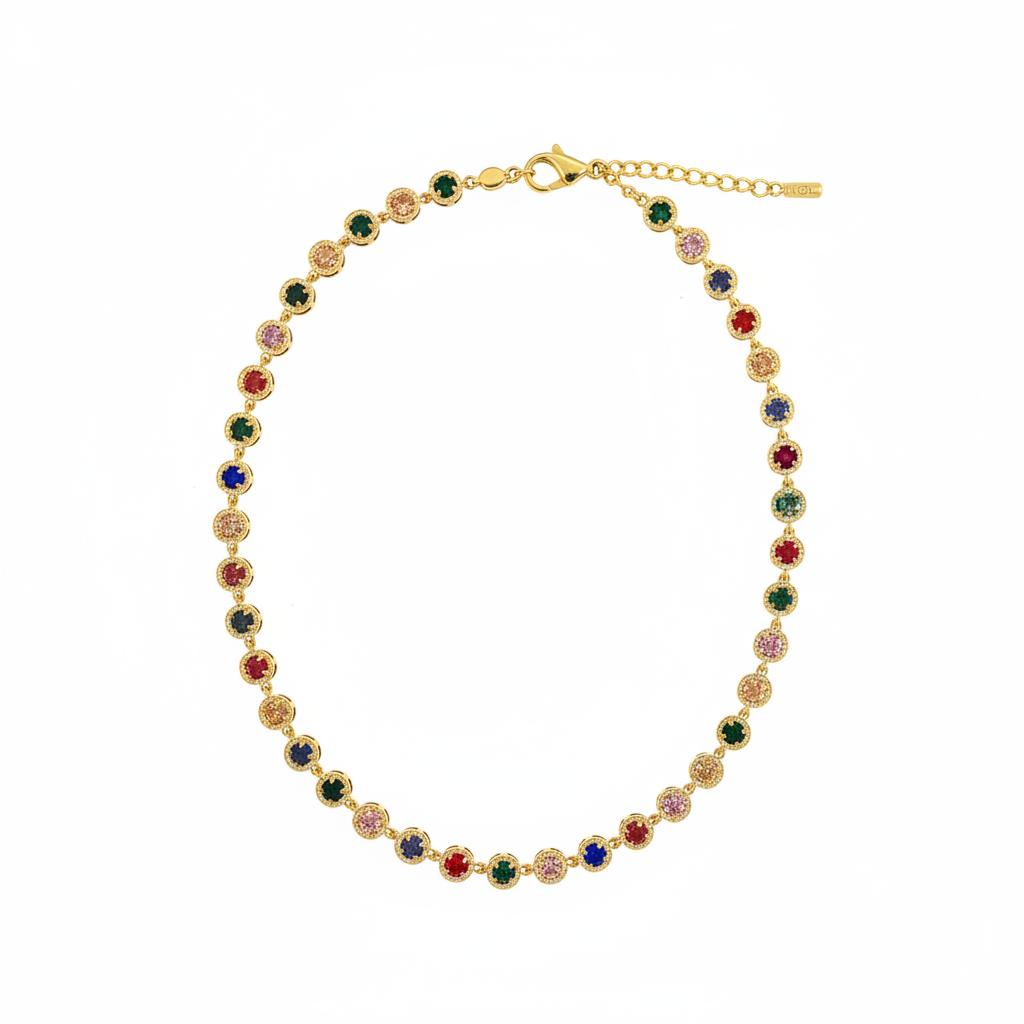 Collana tennis multicolor - oro