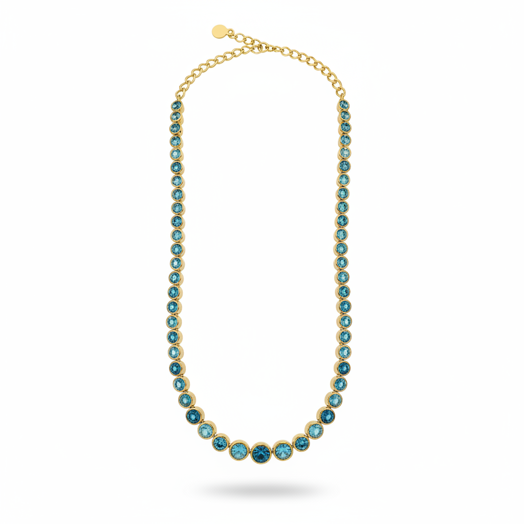 Collana tennis oro azzurro - quadrata