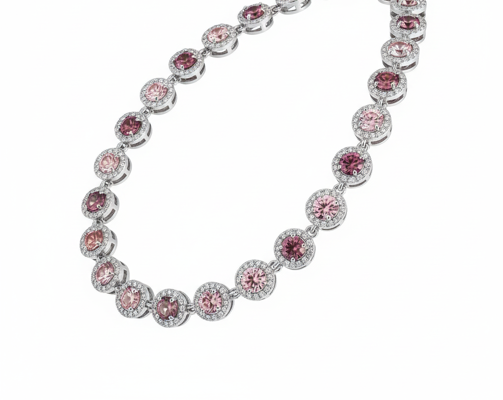 Collana tennis rosa - argento