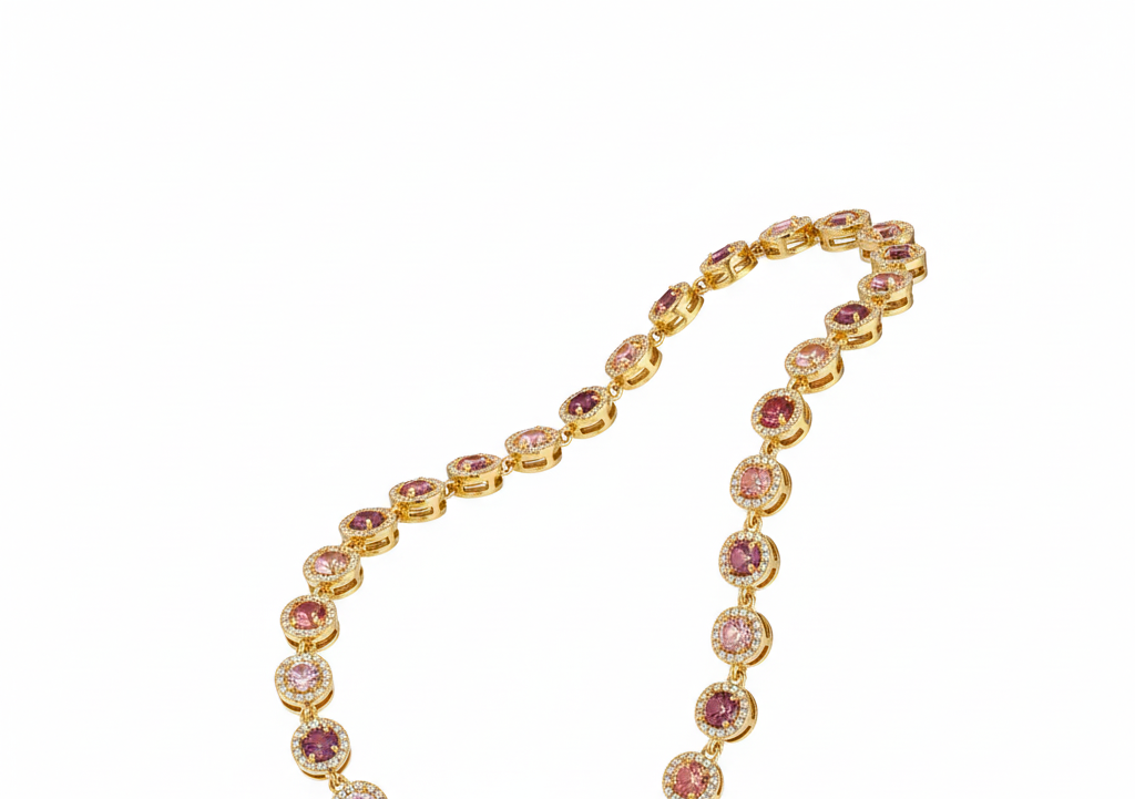 Collana tennis rosa - oro