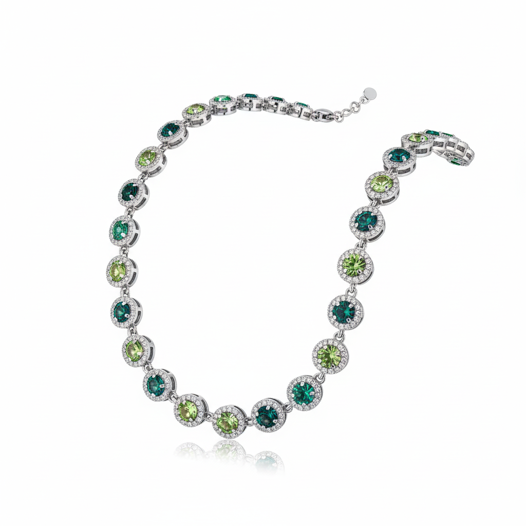 Collana tennis verde - argento