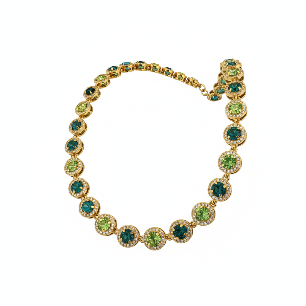 Collana tennis verde - oro
