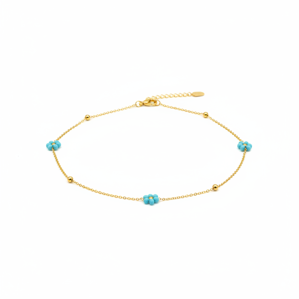 Collier fiori turchesi - oro