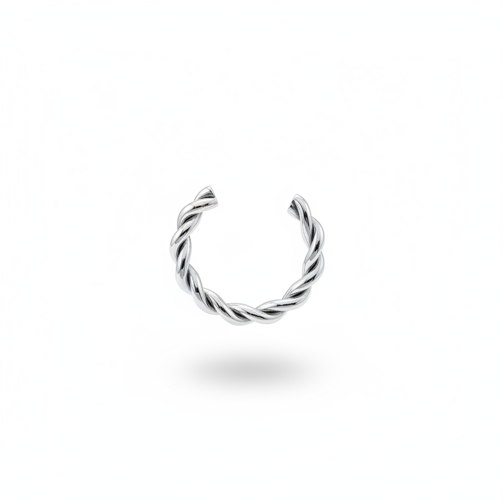 Cuff Twisted Maxi Silver - Frontale
